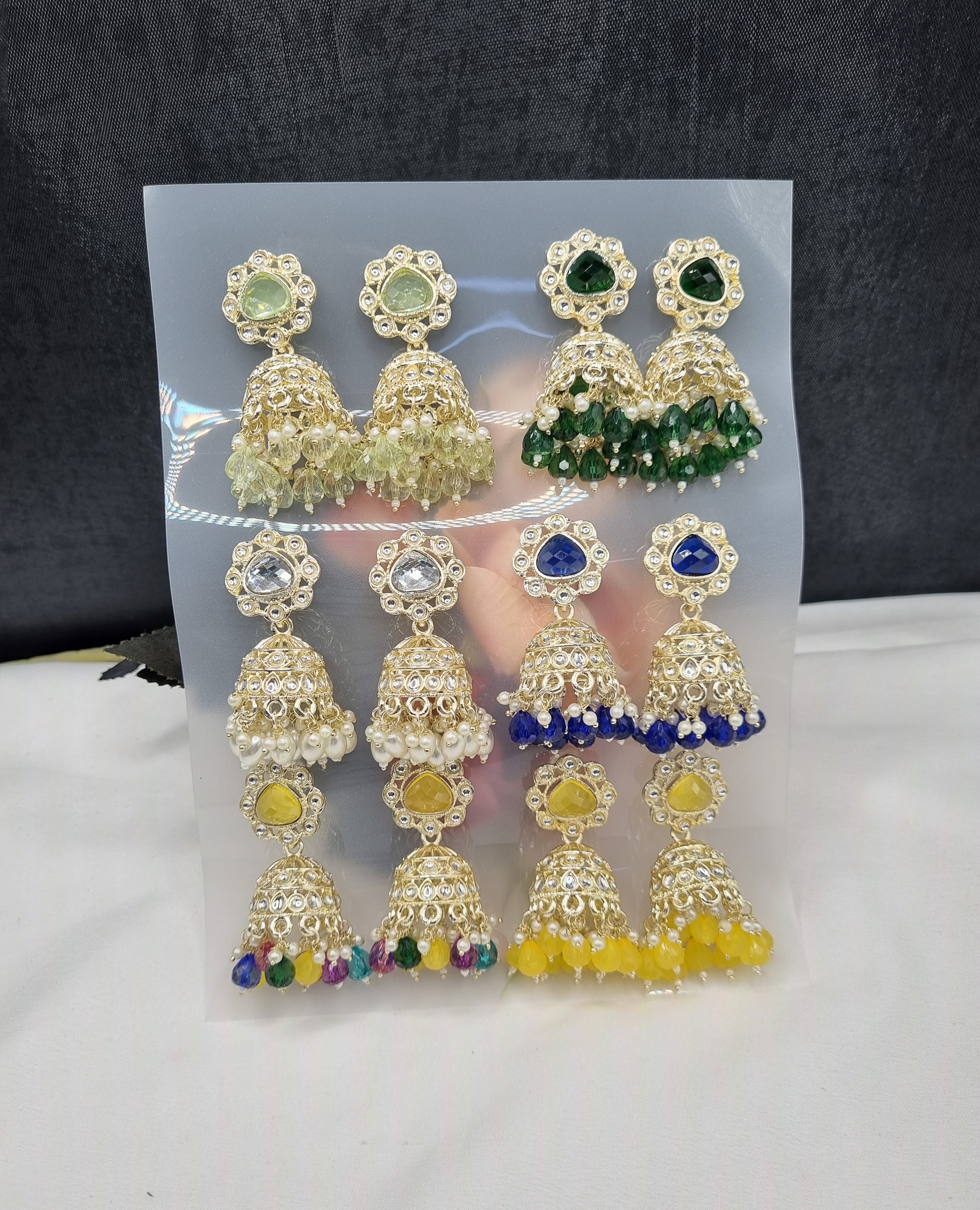ORNATE STONE-STUDDED JHUMKA DROP EARRINGS